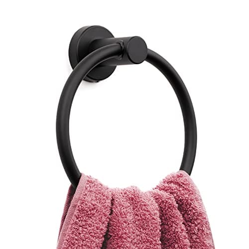 Image of Marmolux - Matt Black Towel Ring for Bathroom | Hand Towel Holder for Bathroom Towel Storage | Wall Mounted Heavy Duty Modern Stainless Steel Towel Rack for bathroom | Bathroom Towel Holder Accessory