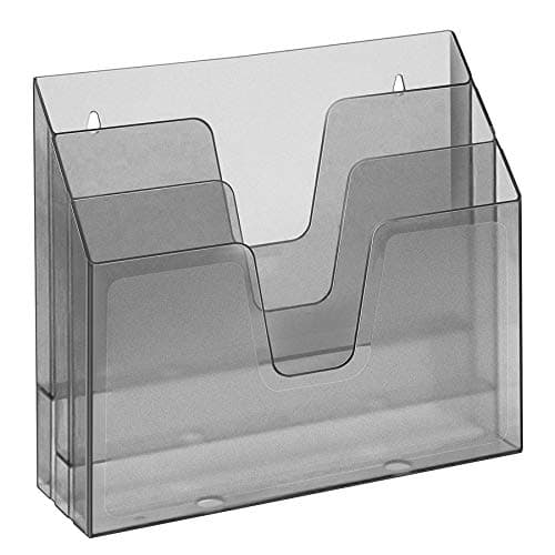 Image of Acrimet Horizontal Triple File Folder Holder Organizer, Open Top Desktop Document Sorter for Letter Size Papers & Folders, Plastic (Clear Grey)