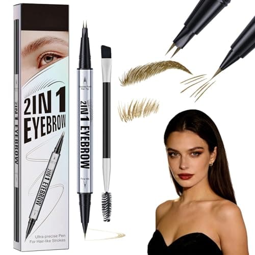 Image of Eyebrow Pencil Magic 2 in 1 Eyebrow Pen Pro, Waterproof & Long Lasting Eyebrow Pencil with 4 Tips for Microblading, Vivid & Natural Look, All Day Makeup Light Brown
