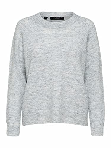 Image of Selected Femme Female Knitted Jumper Long Sleeve, Light Grey Mix, M
