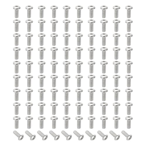 Image of PATIKIL M4-0.7x10mm Button Head Socket Cap Screws, 100 Pcs 304 Stainless Steel 18-8 Hex Socket Cap Screw Bolts Allen Hex Drive Full Machine Thread