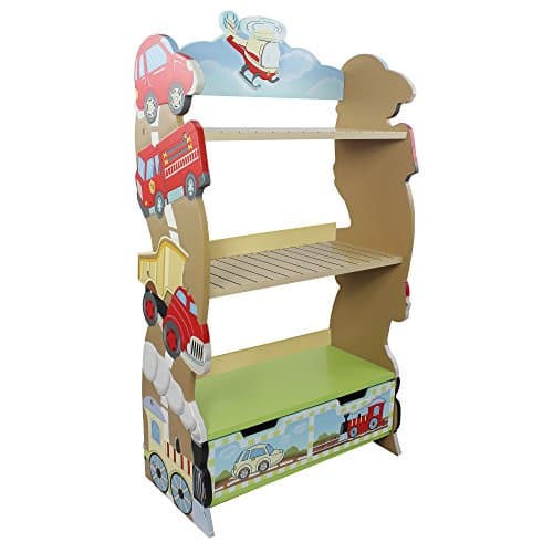 Image of Fantasy Fields Childrens Transportation Kids Wooden Bookcase Book Shelf W-10040A