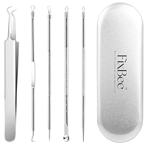 Image of Blackhead Remover Tool - Pimple Popping Kit - Whiteheads, Acne Comedone Extractor, Milia Remover, Pimple Popper, Black Head Remove Tools Set with Face Blackhead Remover Tweezer - 5PC Spot Popping Kit