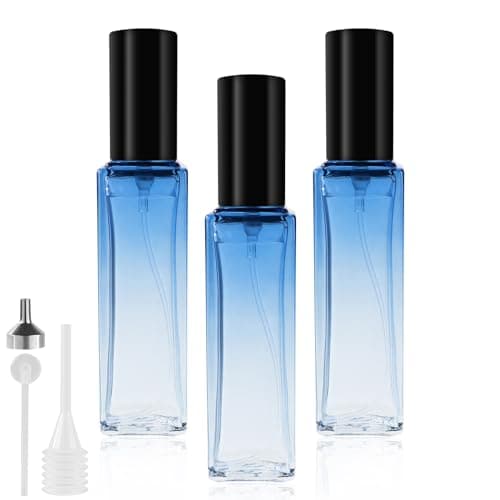 Image of LOPHE Perfume Atomiser Refillable, Mini Perfume Refill Bottles, Empty Clear Glass Perfume Atomiser Spray Bottles, Portable Atomiser with Fine Mist for Daily Business Trips, 20 ml 3 Pcs Gradient Blue