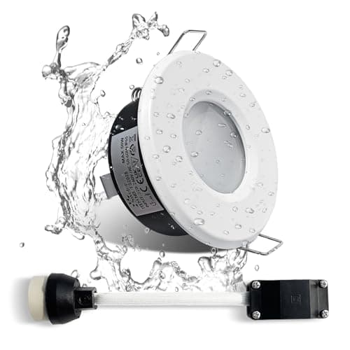 Image of Sweier IP65 Recessed Downlight Single Pack - GU10 White Bathroom Spotlights, Die-Cast Aluminium, 68mm Cut-Out, Matte Finish Incl. GU10 lamp Holder(Bulb Excluded)