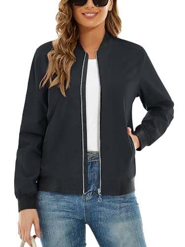 Image of TACVASEN Baseball Jacket for Women Lightweight Bomber Jacket Zip Up Varsity Jacket Outerwear Windbreaker Military Tactical Jacket Black