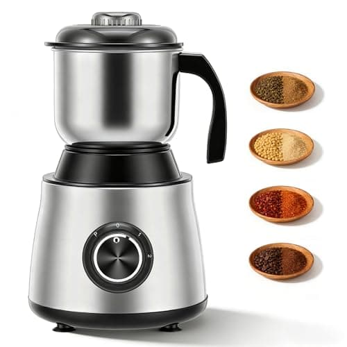 Image of Electric Grinder for Kitchen, 500W Grain Mill with 3 Stainless Steel Blades, Versatile Spice Grinder for Coffee, Grinding Spices, Grains, Bean
