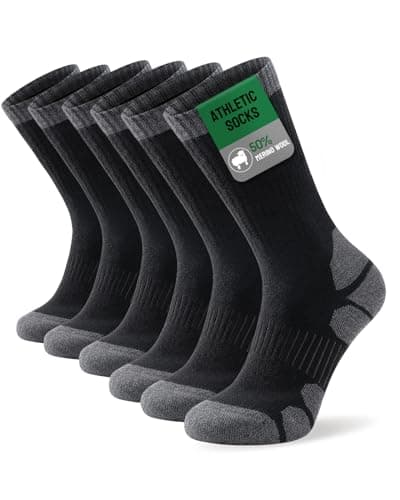 Image of TANSTC Merino Wool Hiking Socks for Men & Women – Breathable Cushioned Crew for Walking, Work & Outdoor, Temperature Regulating, 3 Pairs, OEKO-TEX Certified