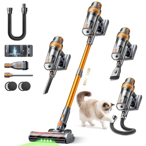 Image of SMOTURE Cordless Vacuum Cleaner,50Kpa/600W Powerful Stick Vacuum with Self-Standing Design &1m Flexible Hose, 65Mins(eco) Runtime Anti-Hair Wrap Cordless Vacuum for Home Carpet Hard Floor Car Pet Hair