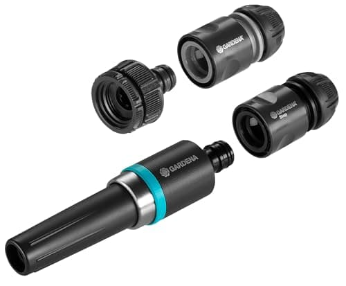 Image of Gardena Ecoline Basic Set: Spraying Set consisting of Cleaning Nozzle, tap Connector, Adapter, Hose Connector and Water Stop, for Watering and Cleaning, UV and Frost-Resistant (18900-20)