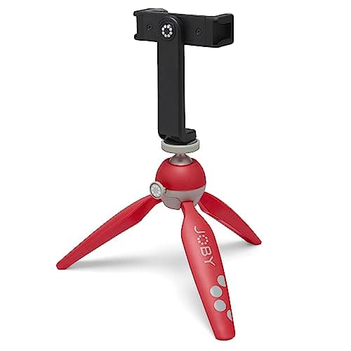 Image of JOBY HandyPod 2 Kit, Table Top Tripod with GripTight 360 Phone Mount and Pin Joint Mount, Phone Tripod for Smartphones, Action Cam and Mirrorless Cameras or Devices up to 1.0Kg (2.2lbs), Red