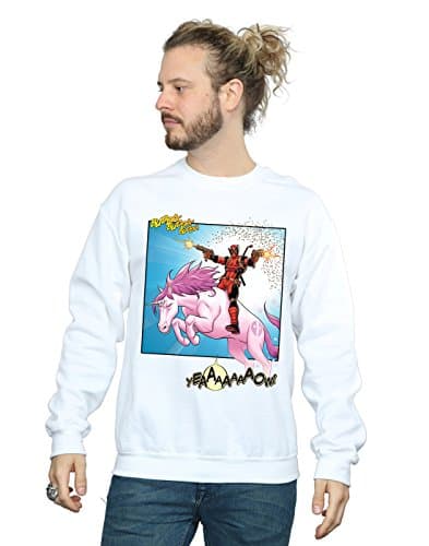 Image of Marvel Men's Deadpool Hey You Sweatshirt White Medium