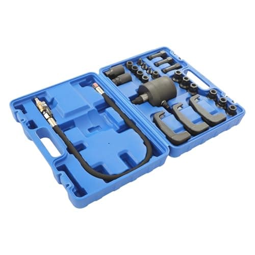 Image of Hydrangeary 24-Piece Diesel Injector Puller Pneumatic Injector Puller Set with Pneumatic Hammer, 19 Adapters, Extension Hose, For Disassembling Various Diesel Injectors (Black+Blue)