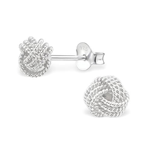 Image of 925 Sterling Silver Knot Stud Earrings for Women & Girls – Classic Everyday Jewellery with Gift Box