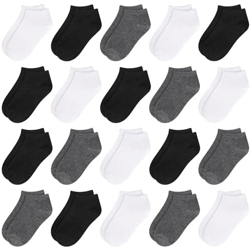 Image of Toddler Kids Boys Socks, 20 Pairs Unisex Baby Ankle Black Breathable Cosy Trainer Walking Socks 2-4 Years Old