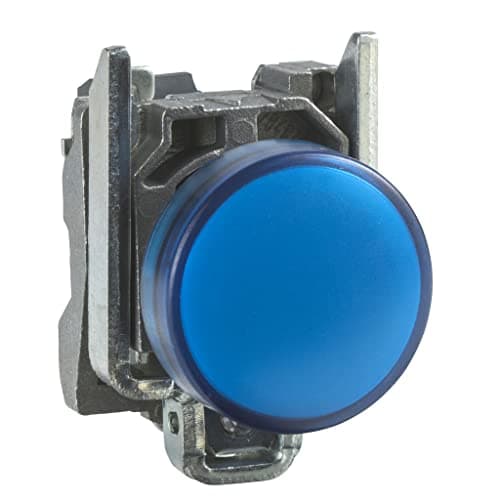 Image of Schneider Electric Harmony XB4 - Pilot Indicator Light, Metal, Plain Lens, Integral LED, Industrial Control, 24 V AC/DC, XB4BVB6, Blue