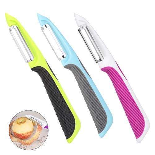 Image of Rubywoo&chili Swivel Peeler, 3 PCS Stainless Steel Sharp Potato Peelers with Non-Slip Handles and Rotary Blades for Apples Carrots Cucumbers