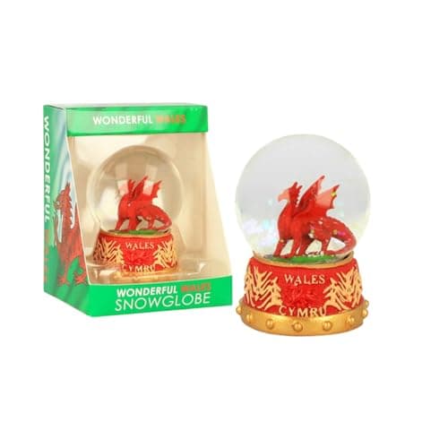 Image of Wales Celtic Dragon Resin Snowstorm | Glass Glitter Decorative Snow Globe Ornament Figurine | Handcrafted Mythical Dragon Decor | For Fantasy Fans, Collectors & Celtic Heritage Lover