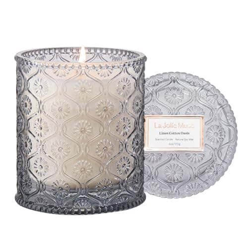 Image of LA Jolie Muse Scented Candle, Scented Candles for Home, Linen Scented Candle, 6 oz 40 Hour Burn Time, Candle Gifts for Women & Men