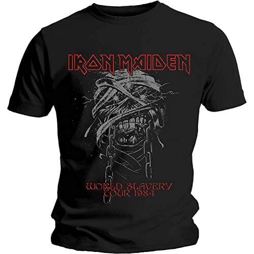 Image of Band Monkey Iron Maiden Unisex T-Shirt World Slavery 1984 Tour