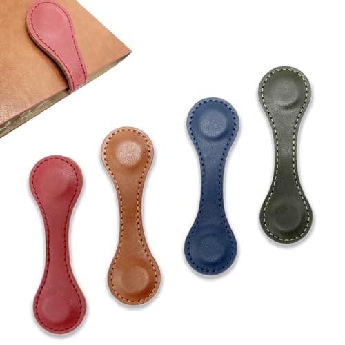 Image of Kaizuca 4 Pcs Magnetic Bookmarks,Double-Sided Magnetic Retro Bookmark,Personalized Faux Leather Pu Book Mark,Portable Bookmarks Gift for Family or Friends