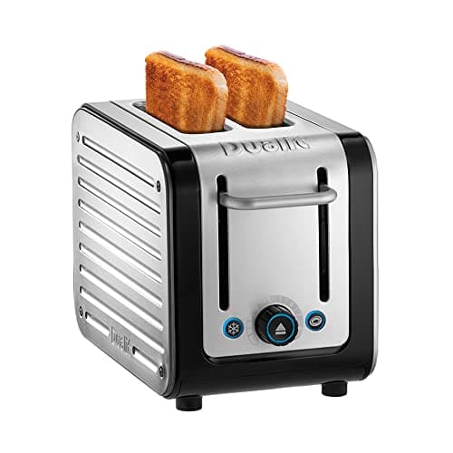 Image of Dualit Architect 2 Slice Toaster | Brushed Stainless Steel with Black Trim | Extra-Wide Slots – Peek and Pop Function – Patented Perfect Toast Technology – Matching Kettle Available | 26505
