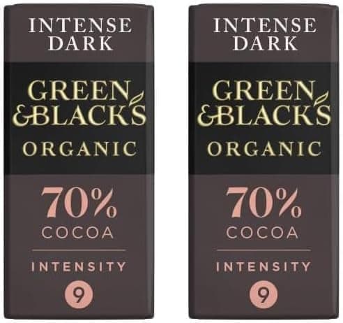 Image of 2 x Green & Black Organic 70% Dark Chocolate Bar 90g - Richer and Creamier Taste