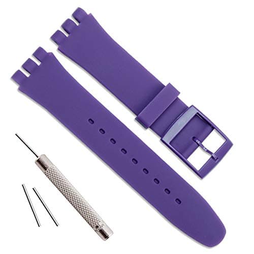 Image of Replacement Waterproof Silicone Rubber Watch Strap Watch Band for Swatch (17mm 19mm 20mm) (17mm, Purple)