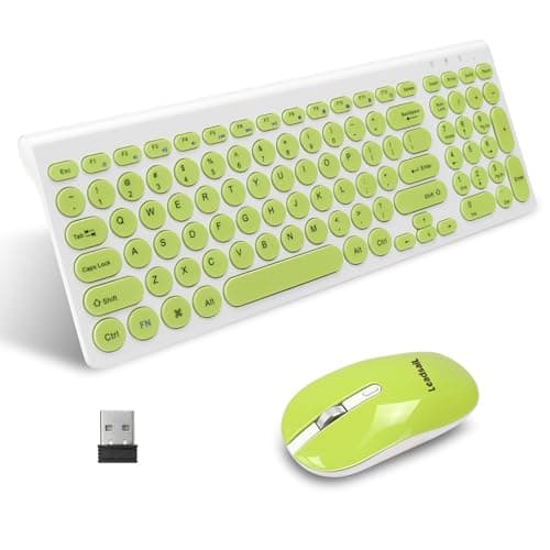 Image of LeadsaiL KF29 Wireless Keyboard and Mouse Set, Wireless USB Mouse and Compact Computer Keyboards Combo, QWERTY UK Layout for HP/Lenovo Laptop and Mac-Grass Green