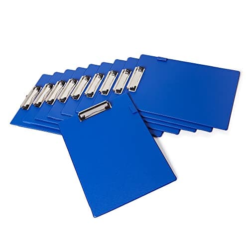 Image of Morgan's Direct - A4 Blue Clipboard with Pen Loop & Retractable Hanging Clip – Heavy Duty PVC Clipboard for Office, Warehouse & Field Work, Bulk Pack of 10