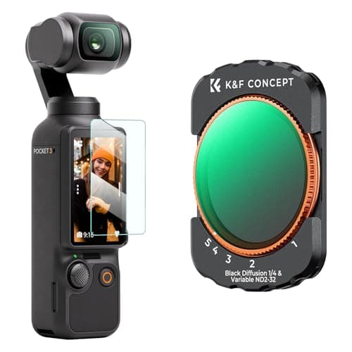 Image of K&F CONCEPT 2-in-1 filter for Osmo Pocket 3- Black-mist 1/4 & ND2-32 -Compatible with DJI Osmo Pocket 3, Black diffusion Variable ND Filter 5 Stop Neutral Density