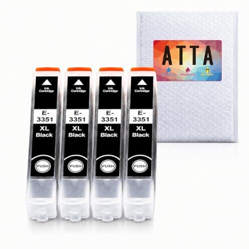 Image of ATTA 33XL Black Ink Cartridges for Epson 33 33XL Black Ink for Epson Expression Premium XP630 XP640 XP7100 XP-830 XP-900 XP-7100 XP-645 XP-530 XP-635 XP-540 4-pack