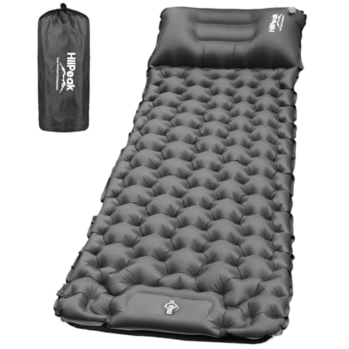 Image of HiiPeak Camping Sleeping Pad, Ultralight Camping Mat with Pillow Built-in Foot Pump Inflatable Sleeping Pads Compact for Backpacking Hiking Traveling Tent (Gray)