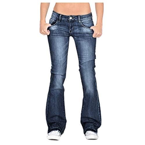 Image of Lxitoler Women's Wide Leg Jeans - Lightweight Stretch Bootcut Jeans for Winter - Low Rise Y2K Style