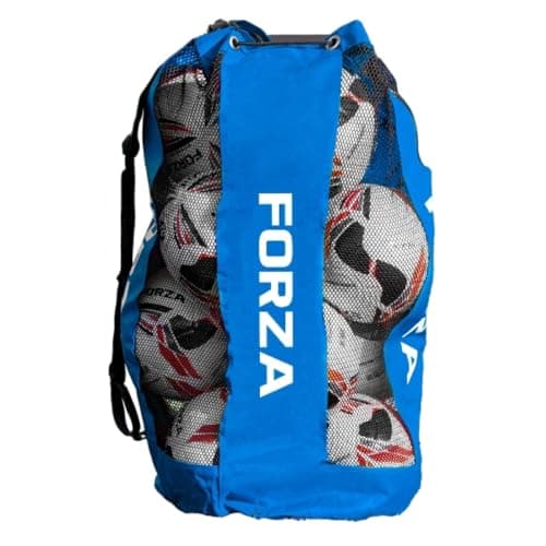 Image of FORZA Premier Ball Carry Bag | Drawstring Football, Basketball, Netball & Volleyball Mesh Bag | 5 Colours - Heavy Duty Equipment Holdall | 12 Ball Capacity - New and Improved Design 2026 (Blue)