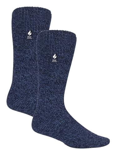 Image of HEAT HOLDERS 2 Pack Mens Thermal Socks Winter Warm Original Socks | Thick Fleece Insulated Socks (6-11, Denim)