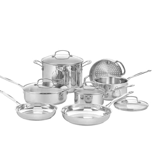 Image of Cuisinart® Chef’s Classic™ Stainless Steel Cookware Set | 11-Piece: Saucepans, Frying Pans, Stockpot, Steamer | Induction-Ready, Aluminium-encapsulated Base | Cool Grip™ Handles