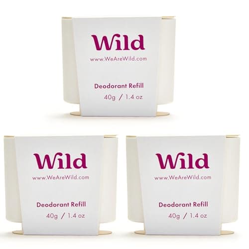 Image of Wild - Natural Refillable Deodorant - Coconut & Vanilla Refill Trio Pack - Vegan & Eco-Friendly - Aluminium Free - Long Lasting Protection - Natural Ingredients - 3 Pack of 40g Refills