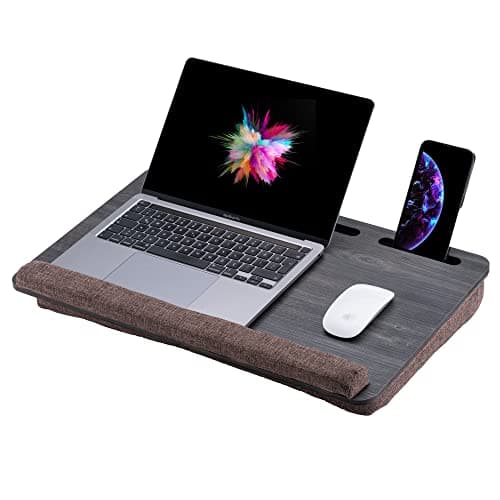 Image of Vigo Wood Laptop Tray for Bed, Lap Desk for Laptop, Stand for Bed, Lap Tray with Cushion, Portable Lap Tray for Home Office Fits up to 17.3'' Tablet and Phone Holder