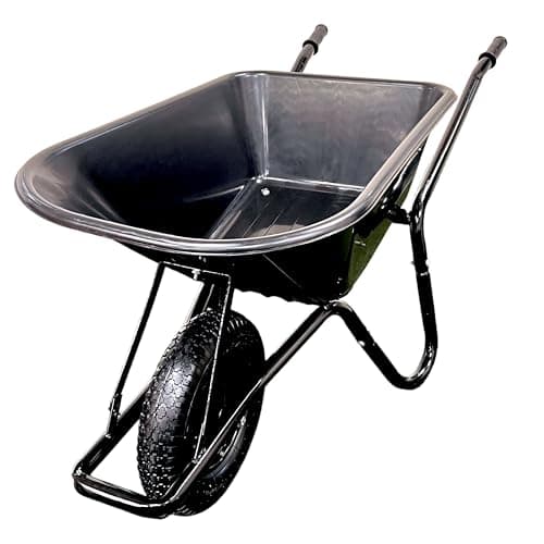 Image of Heavy Duty Garden Wheelbarrow 100L 150KG Pneumatic Tyre Powder Coated Steel Rim Strong Large Transport Trolley Handcart Wheel Barrow Black