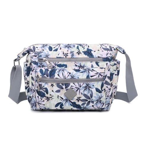 Image of YDezire Nylon Crossbody Bag with Adjustable Shoulder Strap, Multi Zip, Side Pockets Shoulder Bag, lightweight waterproof Cross Body Sling Bags for Women, Travel Handbags (Harmony Flower)