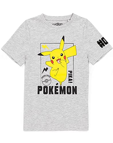 Image of Pokemon T-Shirt for Boys | Kids Girls Pikachu Grey Character Top | r Clothing Merchandise 5-6 Years