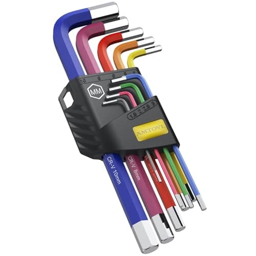 Image of AMTOVL Hex Key Set, 9PCS Metric Allen Key Set, 1.5-10MM, Anti-Slip Long Hex End Wrench Set, Color Coding for Disassembling Mechanical Equipment, Vehicle, and Bicycle Repairs