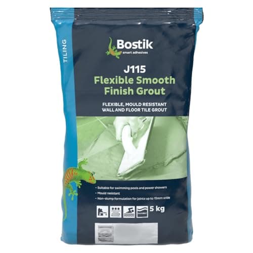 Image of Bostik J115 Flexible Smooth Finish Tile Grout Beige - 5kg - Mould-Resistant - Waterproof - Non-Slip - Suitable for Walls & Floors - Indoor/Outdoor Use