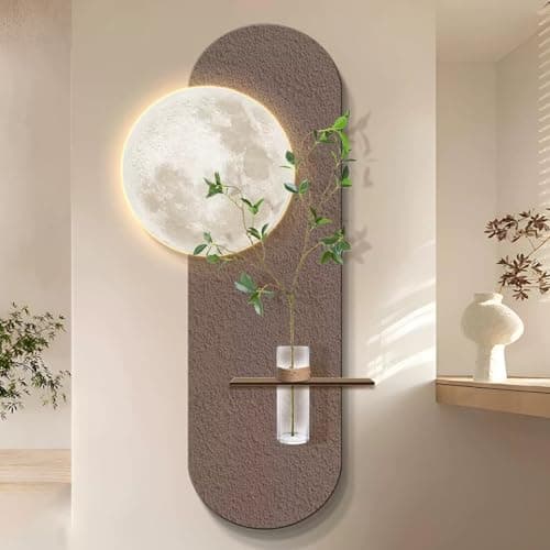 Image of 3D Sense Wall Art Painting with Glass Vase, LED Hanging Sculpture Mural with Remote Control for Entryways, Living Rooms and Hallways
