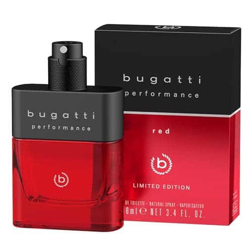 Image of bugatti Performance Red Perfume Men's 100 ml I Oriental Fougères Eau de Toilette Men's Perfume with Grapefruit, Lavender, Patchouli & Sandalwood I Powerful with Masculine, Warm Forest Notes