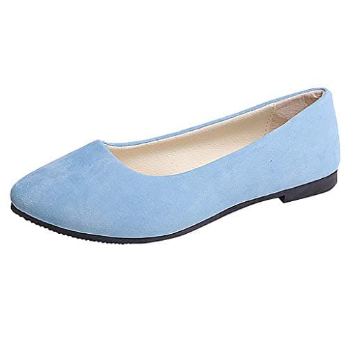 Image of Women's Suede Ballet Pumps, Comfortable Slip On Ballerina Flats for Office Work, Lightweight Round Toe Dolly Shoes, Ladies Soft Walking Footwear, Smart Casual Shoes