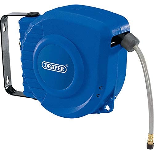 Image of Draper 15047 Retractable Air Hose Reel, 31.8cm x 16.6cm x 27.4cm, Blue