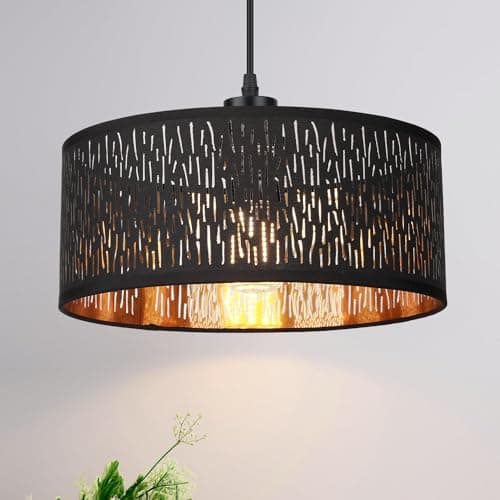Image of Frideko Lamp Shade - Modern Black Lampshades for Ceiling Lights with Gold Inner,Lamp Shades for Table Lamps and Floor Lamps,Pendant Light Shade for Bedroom,Living Room,Hallway and Kitchen