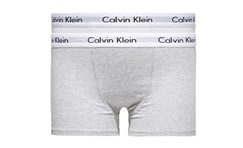 Image of Calvin Klein Boy's Modern Trunk Boxer Shorts, White (White/Grey Htr 926), 140 cm (Manufacturer size: 8-10)